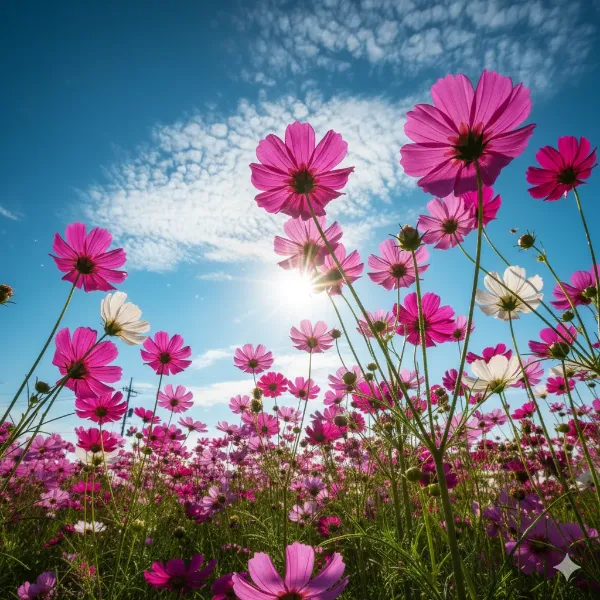 コスモスの花畑で紡がれる夏の夢