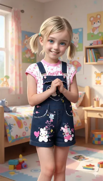 キャラクターオーバーオールのお出かけコーデ