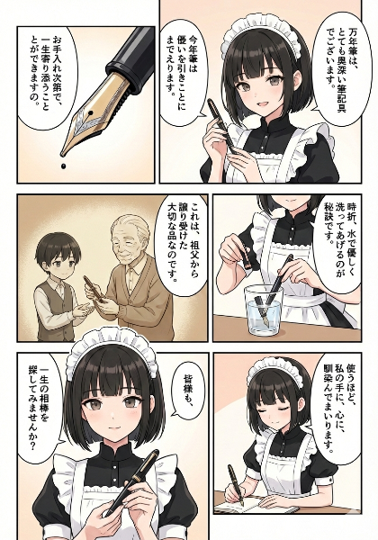 龍くんが万年筆を語るマンガ