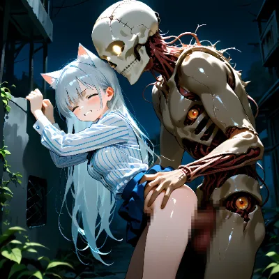 猫耳の女の子と闇夜に蠢く異形達
