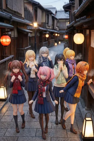 修学旅行（おま好きガールズ×和柄マフラー）