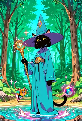 魔法の森で輝く黒猫魔女の冒険