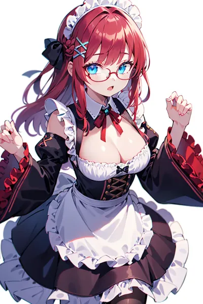 アニメ塗りっぽい赤毛のメイド長