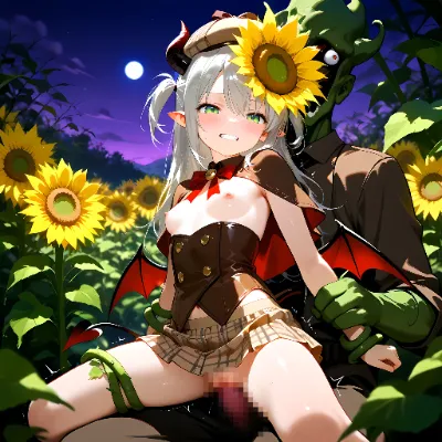 サキュバスの女の子達がヒマワリのモンスターに・・・