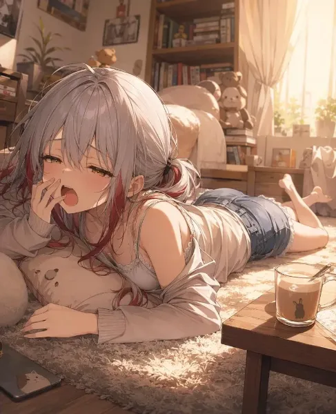朝のあくび