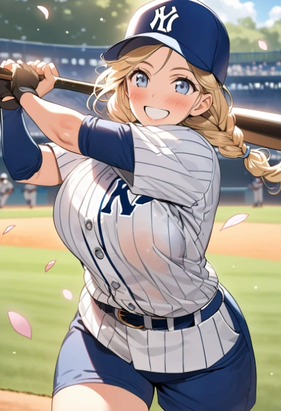 Nancy is playing baseball