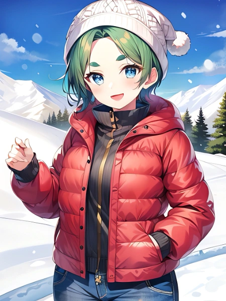 雪山の太眉女子