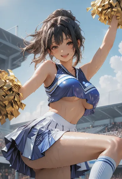 ポニテチアガールな黒髪ちゃん
