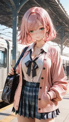 ピンク髪ショートちゃんとおはよう