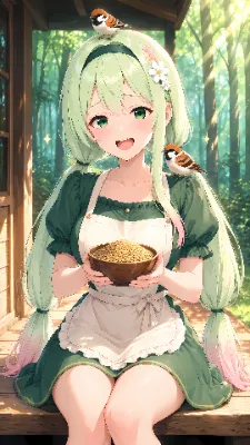 森の小屋のごはんの時間