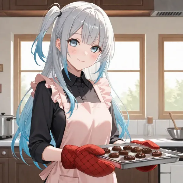 クッキーを作る銀髪少女