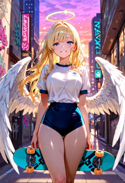 スケボーで来た！