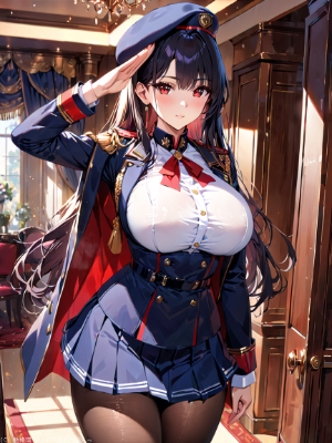 敬礼する美少女