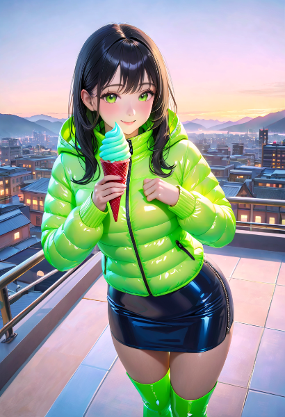 蛍光グリーン ソフトクリーム