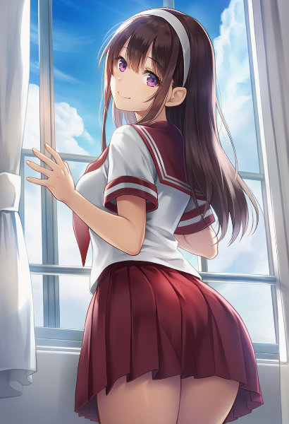青空を眺める放課後の少女
