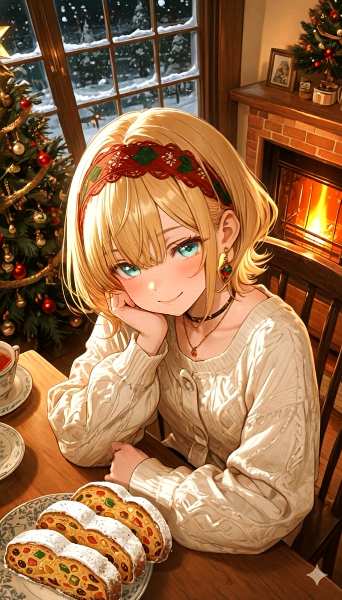 雪降る夜の甘いクリスマス