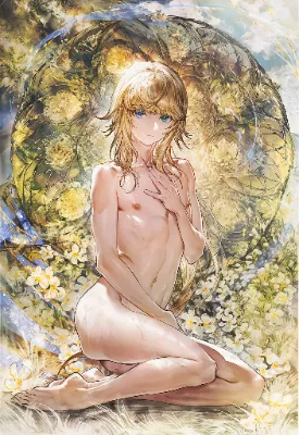 ヌード姿で座っている美しいFGOのシュヴァリエ・デオン！