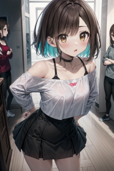 私服とミニスカートの女の子