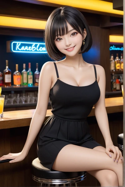 夜のバーで交錯する視線