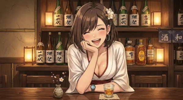 美女の巫女と二人で楽しいサシ飲み