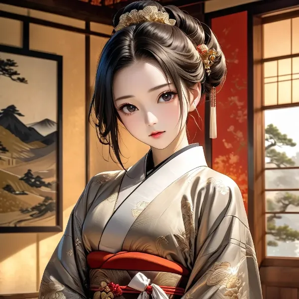 着物姿の優雅な美女