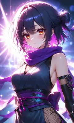 紫光に包まれる美少女