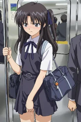 電車内で小便を漏らす女性