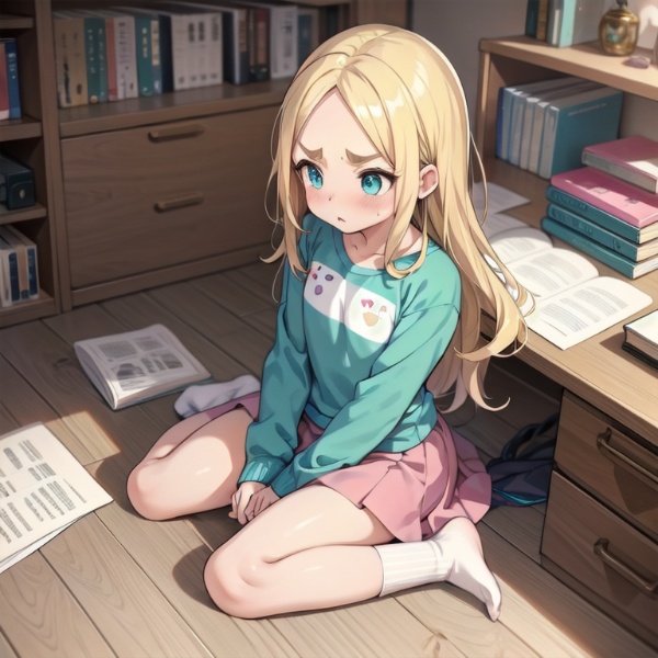 夏休みの宿題が終わらないおでこちゃん