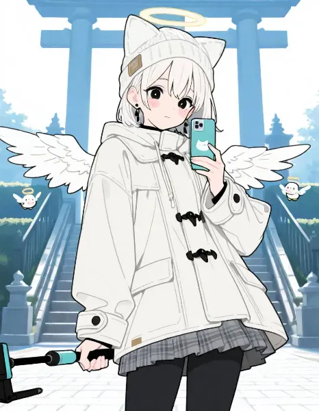 天使少女の冬の日本観光