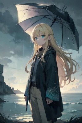 海と雨