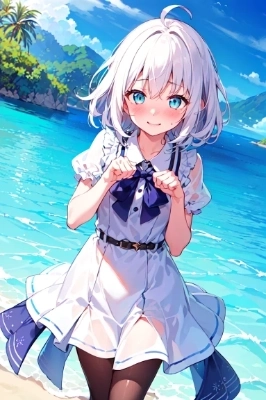 サマードレスの彼女と海へ
