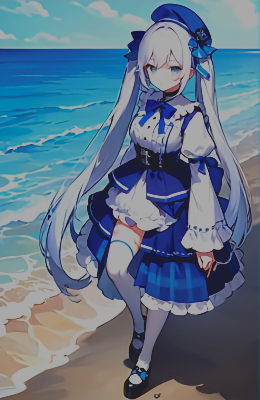 白髪ロングツイテメイド服