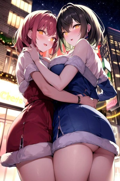 クリスマスムードの都会の闇夜