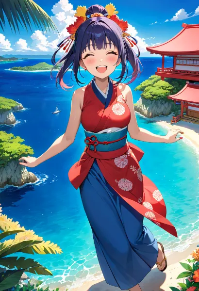 南の島で輝く笑顔の夏祭り