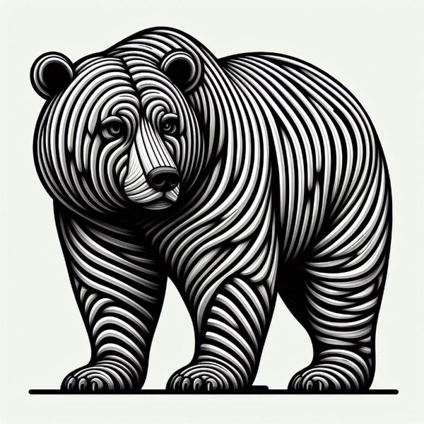 白黒ストライプ模様の熊