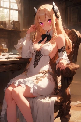 ユリカ💕の白ドレス‎🤍👗で座っている姿