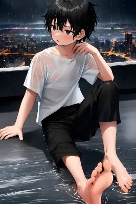 雨の中