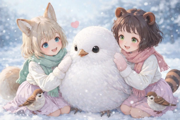 コン子とポン子・白雀さんと遊んだ