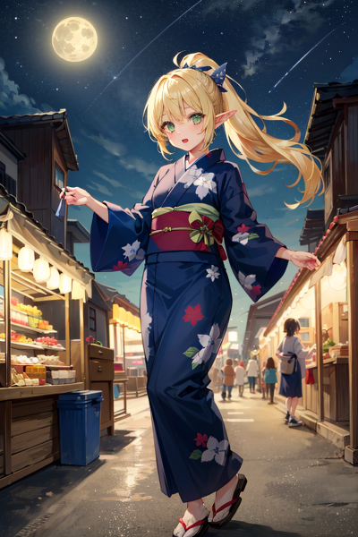 エルフのうちの子は浴衣姿でお祭りに