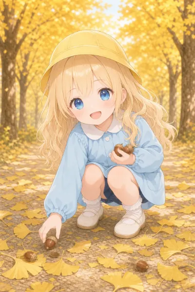 ドングリを拾う灯璃ちゃん(5)