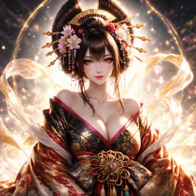 星光に輝く花魁の姿