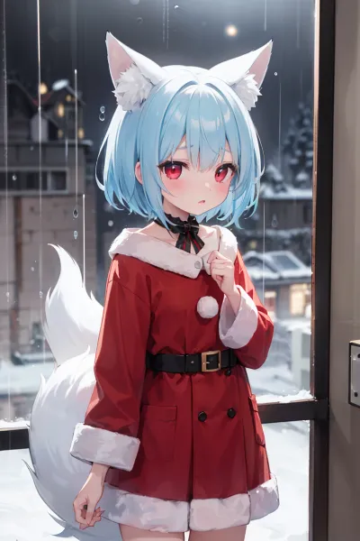 クリスマスの日に雪ではなく雨だから悲しい顔をするサンタさん