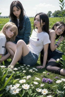 花畑に咲く
