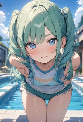 プールサイドのミクちゃん