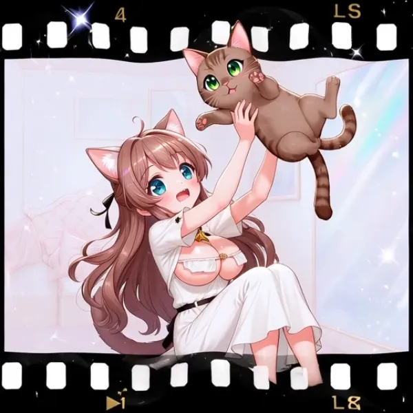 8ミリファイルで浮遊する猫