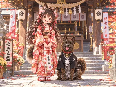 七五三 ― あの日のさくら姫と三毛丸 🌸🐾