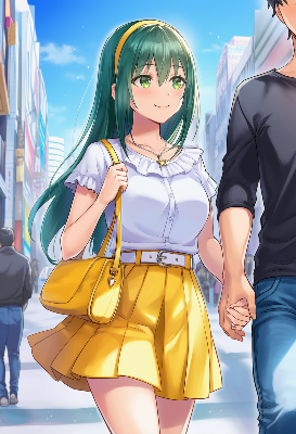 青空の下で手をつなぐ夏のデート