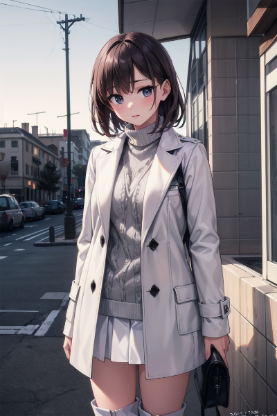 ホワイトコーデのお姉さん