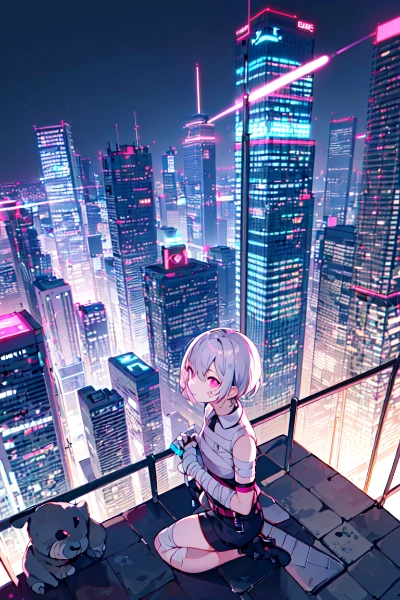 ネオンシティの屋上