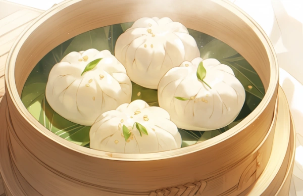 蒸したてふかふか肉まん😋